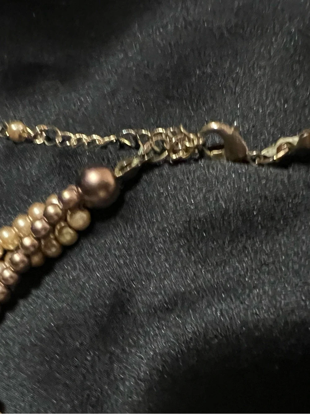 Roman RMN Bronze Champagne Faux Pearl Twisted Necklace
